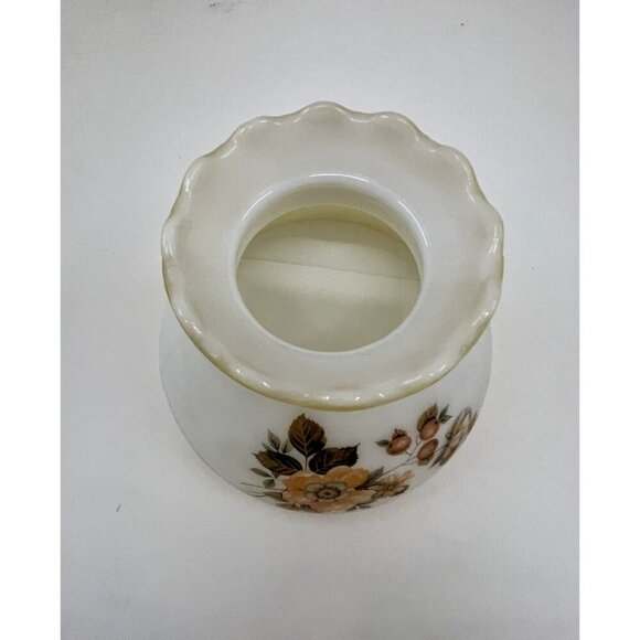 Vintage Heavy Milk Glass Lampshade Yellow Floral Design Mid Century Style - Picture 3 of 8
